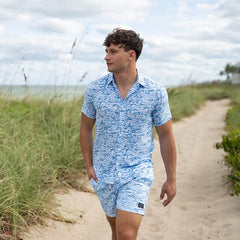 Endless Summer Ron Jon Light Blue Caught in Waves Short Sleeve Shirt