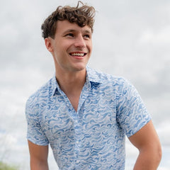 Endless Summer Ron Jon Light Blue Caught in Waves Short Sleeve Shirt