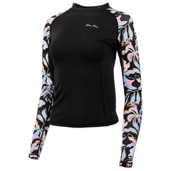 Ron Jon Womens Floral-Black Kailana Long Sleeve Rash Guard