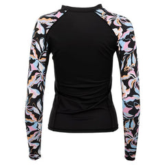 Ron Jon Womens Floral-Black Kailana Long Sleeve Rash Guard