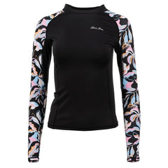 Ron Jon Womens Floral-Black Kailana Long Sleeve Rash Guard