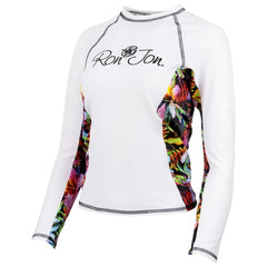 Ron Jon Women's White Hibiscus Long Sleeve Rash Guard