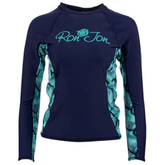 Ron Jon Women's Navy Aqua Long Sleeve Rash Guard