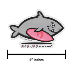 Ron Jon LBG Great White Shark with Surfboard Sticker