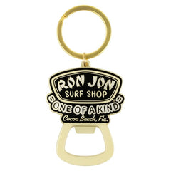 Ron Jon Cocoa Beach FL Black and Matte Gold Badge Keychain Bottle Opener