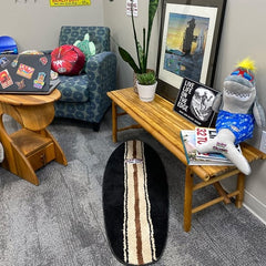 Ron Jon Black And Ivory Surfboard Shaped Rug