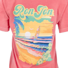 Ron Jon Women's Long Beach Island NJ Sunrise Postcard Tee