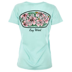 Ron Jon Women's Key West FL Distressed Hibiscus Badge Tee