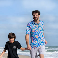 Ron Jon Blue Petal Palooza Polo Shirt