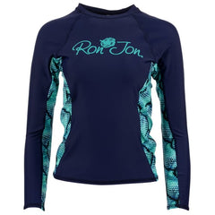 Ron Jon Women's Navy Aqua Long Sleeve Rash Guard