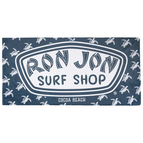Ron Jon Cocoa Beach FL Icon Badge Navy Velour Towel 30" x 60"