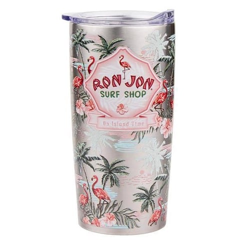 Ron Jon Retro Flamingo Waves 20 oz Stainless Steel Tumbler