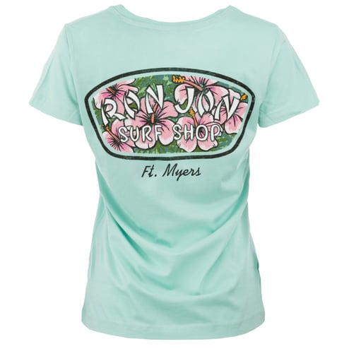 Ron Jon Women's Fort Myers FL Hibiscus Badge Tee