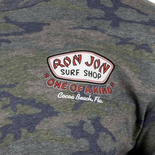Ron Jon Cocoa Beach FL Distressed Camo Tee