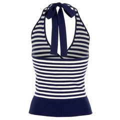 Sofie the Label Women's Navy Striped Halter Top